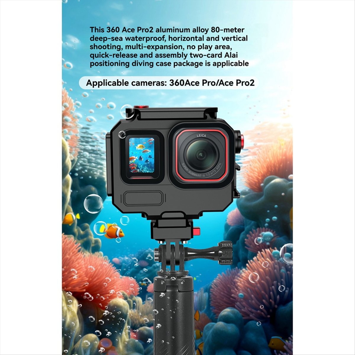 Underwater Camera - Carcasa Impermeable M05K 263FT/80M para Insta360