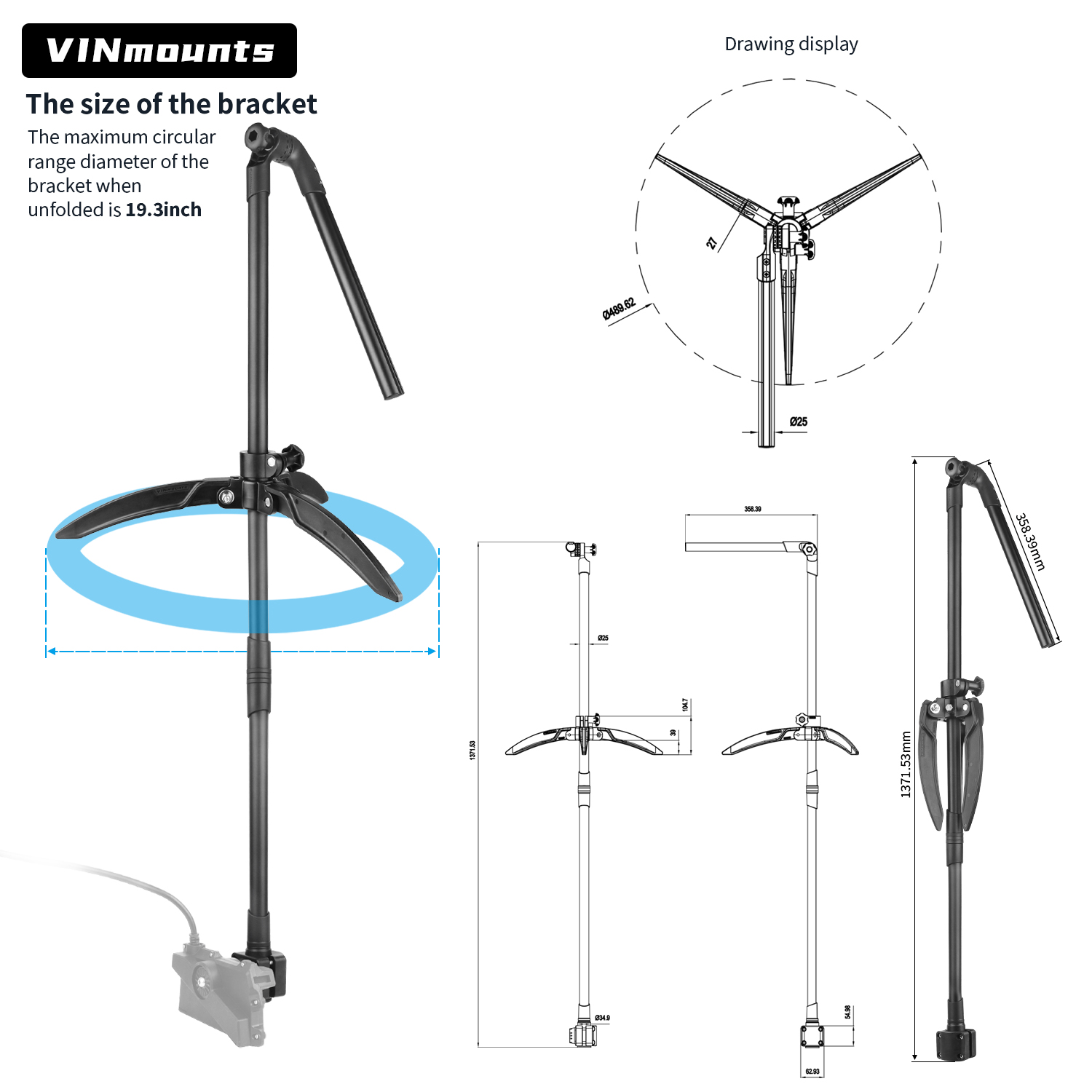 Fish Finder Mount - Soporte para poste de transductor de