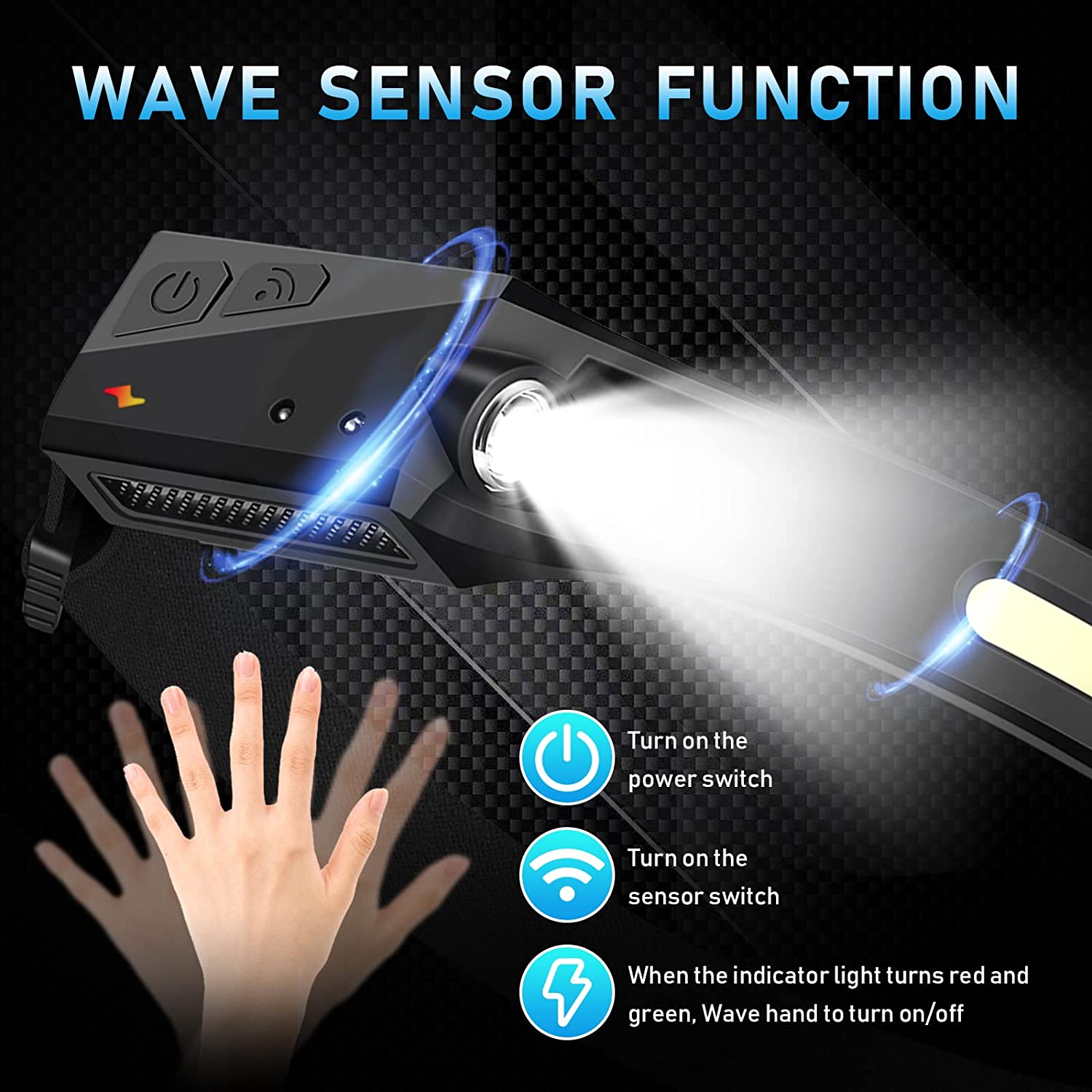 Linterna frontal con Sensor, l - Fish Finder Battery reseña y precio
